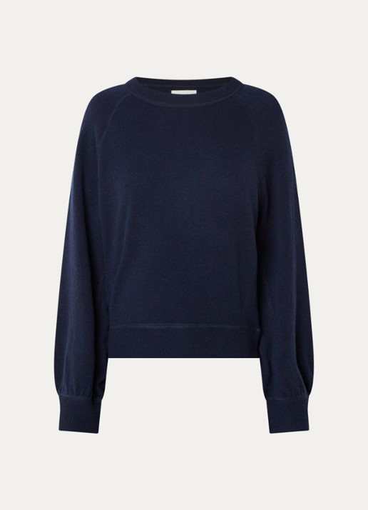 Bellerose Spanne fijngebreide trui in kasjmierblend met ronde hals - voorkant 3 donkerblauw