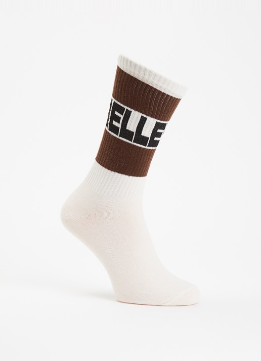 Bellerose Vite sokken in katoenblend met logo - voorkant chocoladebruin