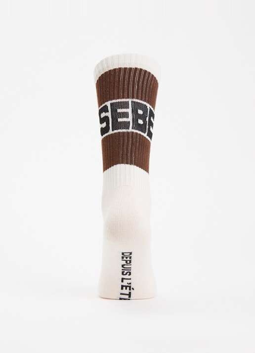 Bellerose Vite sokken in katoenblend met logo - voorkant 2 chocoladebruin