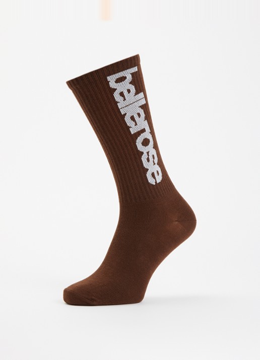 Bellerose Vroum sokken in katoenblend met logoprint - detail chocoladebruin