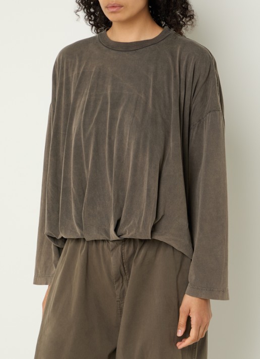 Bellerose Whoop high waist wide fit broek met trekkoord - detail 4 lichtbruin