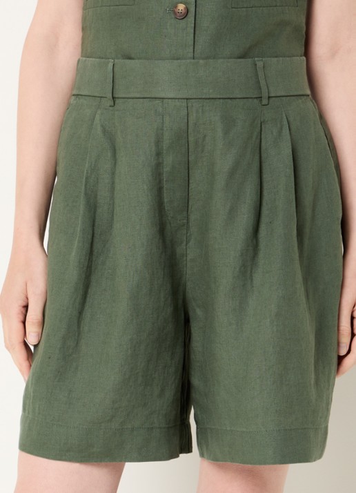 Benetton Bermuda high waist loose fit korte broek van linnen