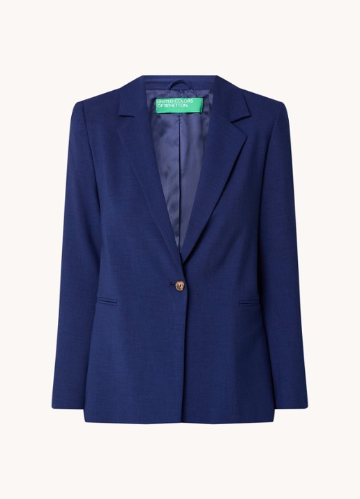 Benetton Blazer met paspelzakken en schoudervulling - voorkant 3 donkerblauw