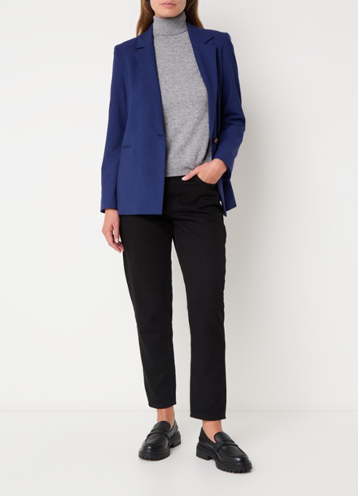 Benetton Blazer met paspelzakken en schoudervulling - voorkant 4 donkerblauw