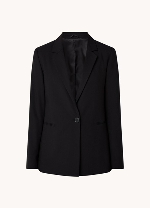 Benetton Blazer met paspelzakken en schoudervulling - voorkant 3 zwart