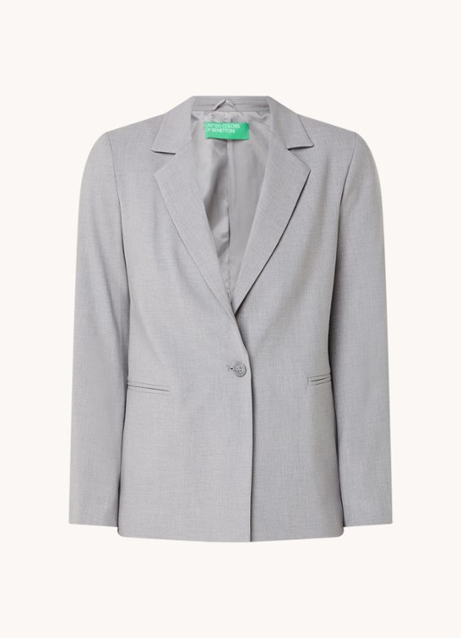Benetton Blazer met paspelzakken en schoudervulling - voorkant 3 grijs