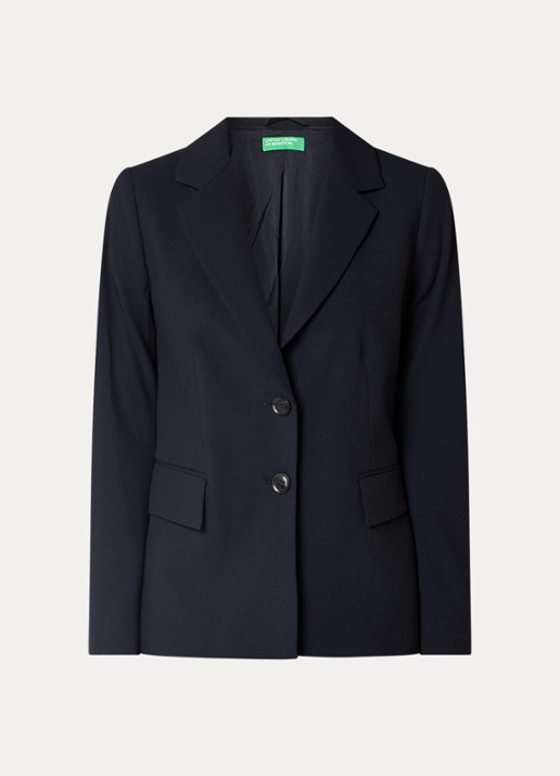Benetton Blazer met schoudervulling en steekzakken - voorkant 3 donkerblauw