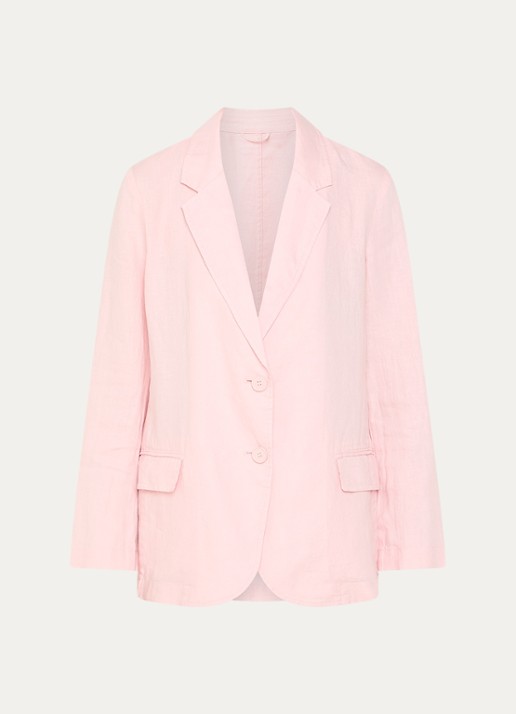 Benetton Blazer van linnen met klepzakken - voorkant roze