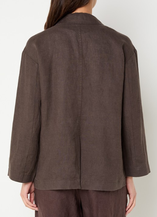 Benetton Blazer van linnen met opgestikte zakken - achterkant 4 bruin