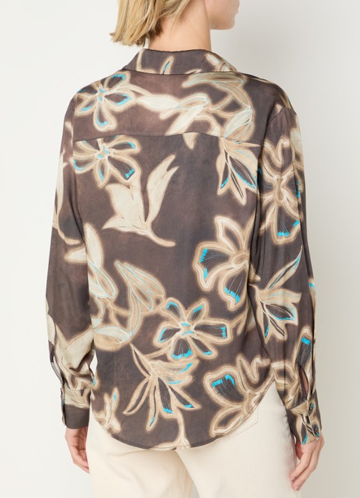 Benetton Blouse met bloemenprint - achterkant bruin