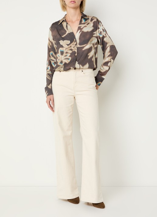Benetton Blouse met bloemenprint - voorkant 4 bruin