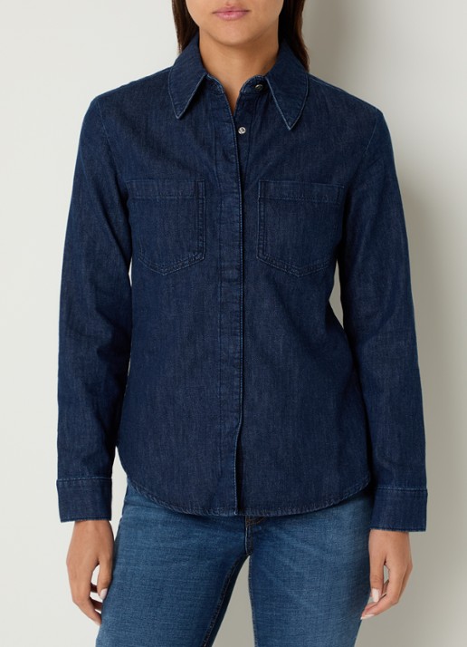 Benetton Blouse met borstzakken - detail 3 indigo