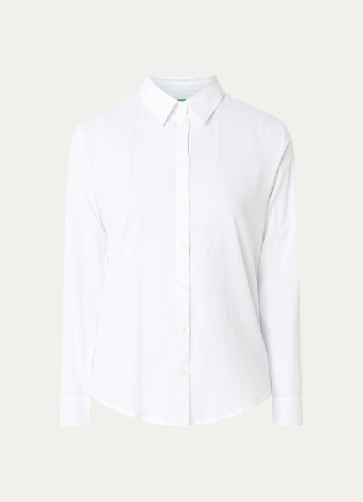 Benetton Blouse met kraag - voorkant wit