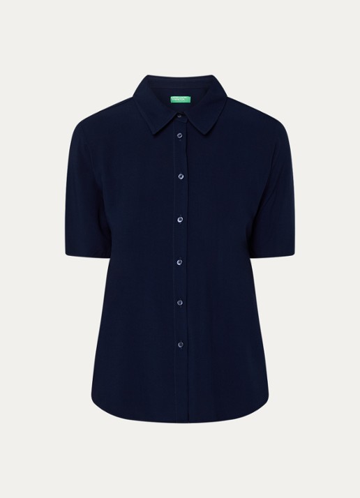 Benetton Blouse met kraag - voorkant donkerblauw