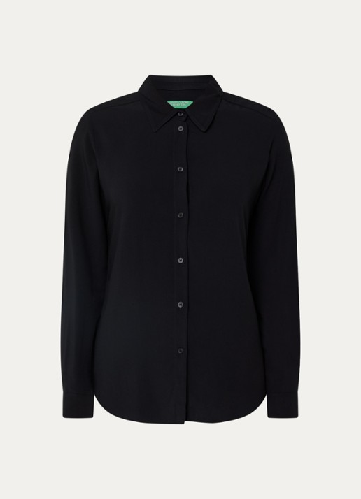 Benetton Blouse met kraag  - voorkant 2 zwart