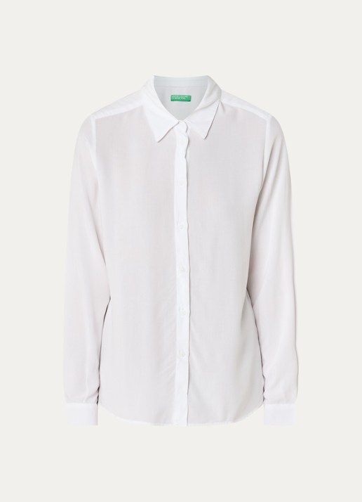 Benetton Blouse met kraag  - voorkant 2 gebroken wit