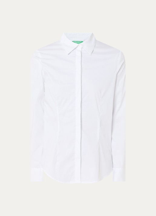 Benetton Blouse met kraag - voorkant wit