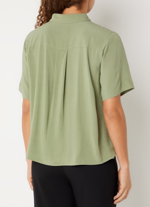Benetton Blouse met kraag - achterkant olijfgroen