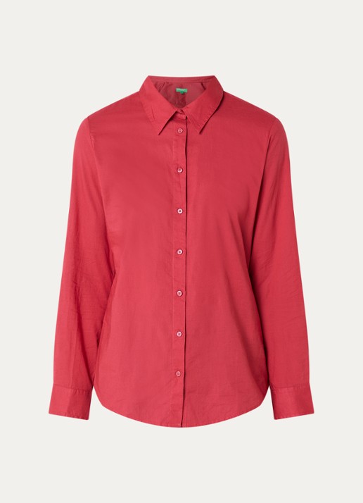 Benetton Blouse met kraag - voorkant 2 koraalrood