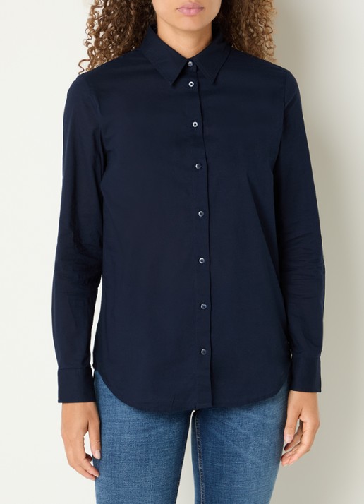 Benetton Blouse met kraag - detail 3 donkerblauw