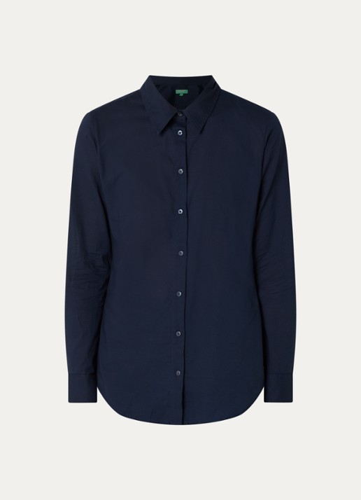 Benetton Blouse met kraag - voorkant donkerblauw