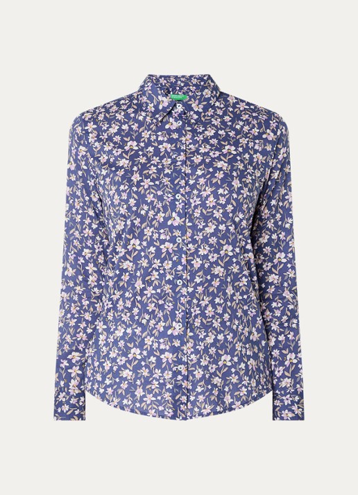 Benetton Blouse met print - voorkant 2 kobaltblauw