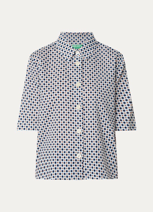 Benetton Blouse met print - voorkant 3 wit