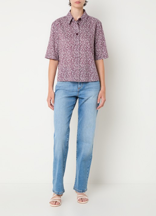 Benetton Blouse met print - voorkant 3 bordeauxrood