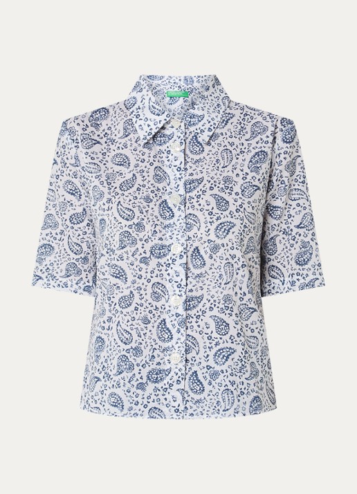 Benetton Blouse met print - voorkant indigo