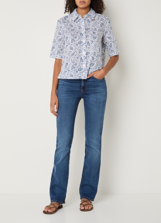 Benetton Blouse met print - voorkant 2 indigo