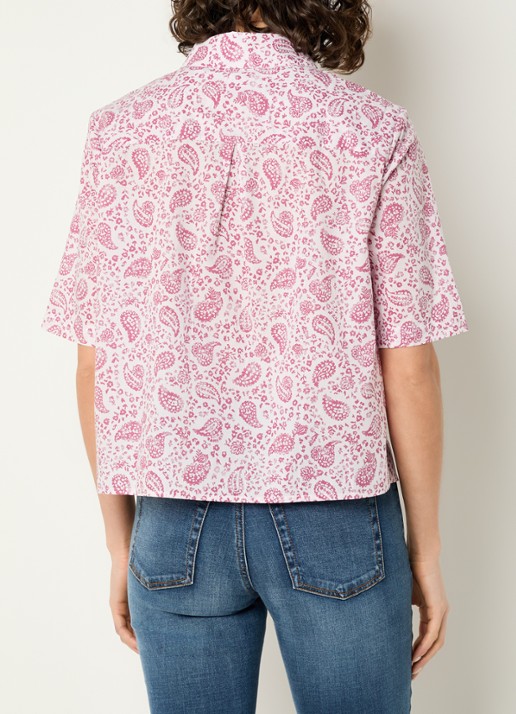 Benetton Blouse met print - achterkant 4 donkerroze