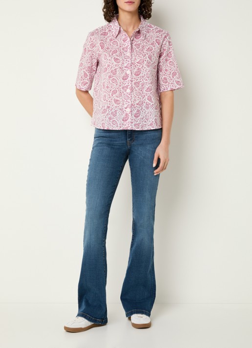 Benetton Blouse met print - voorkant 2 donkerroze