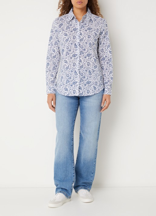 Benetton Blouse met print - voorkant 3 indigo