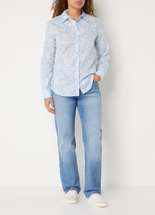 Benetton Blouse met print - voorkant 2 lichtblauw