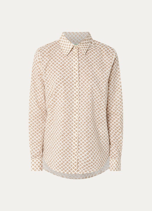 Benetton Blouse met print - voorkant khaki