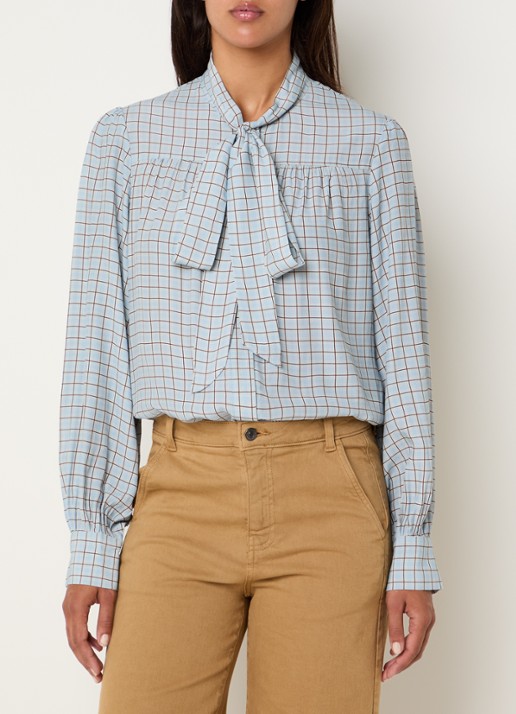 Benetton Blouse met ruitdessin en sjaalkraag