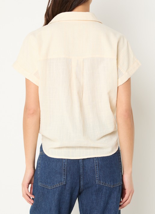 Benetton Blouse met ruitdessin en strikdetail - achterkant creme