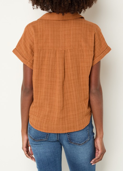 Benetton Blouse met ruitdessin en strikdetail - achterkant 4 orange