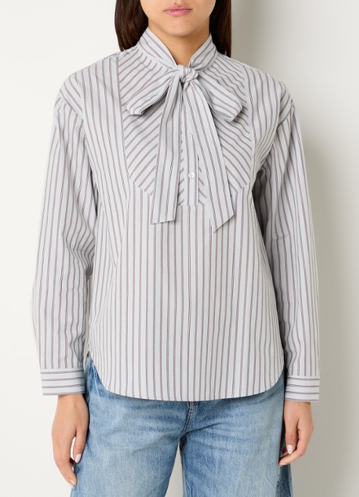 Benetton Blouse met sjaalkraag en streepprint