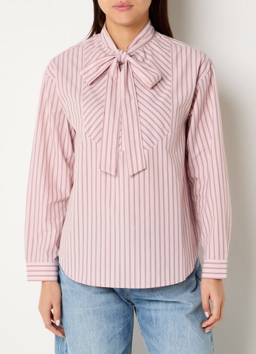 Benetton Blouse met sjaalkraag en streepprint