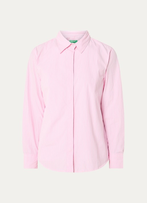 Benetton Blouse met streepprint - voorkant roze