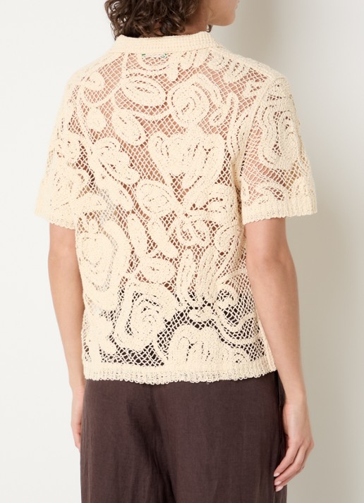 Benetton Blouse van crochet - achterkant vanillegeel