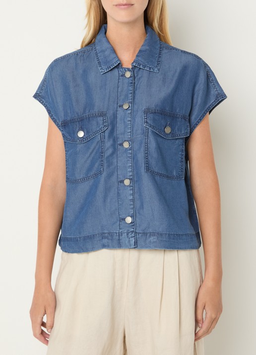Benetton Blouse van denim met borstzakken - detail 2 jeans