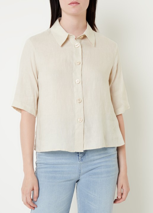 Benetton Blouse van linnen met halflange mouw