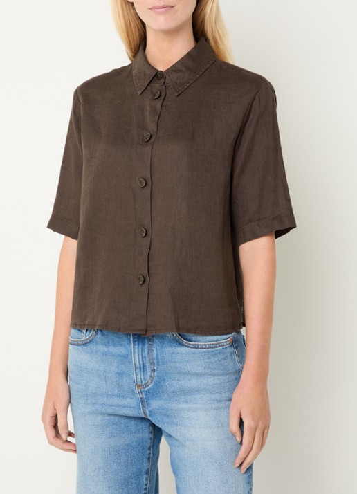 Benetton Blouse van linnen met halflange mouw