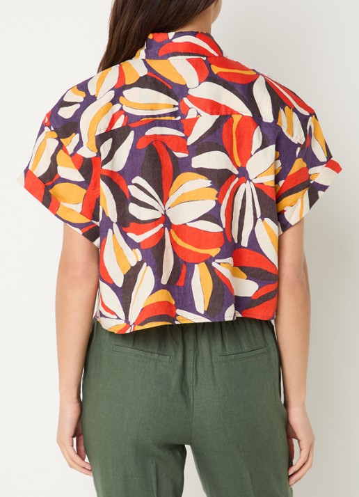 Benetton Blouse van linnen met print - achterkant 3 orange