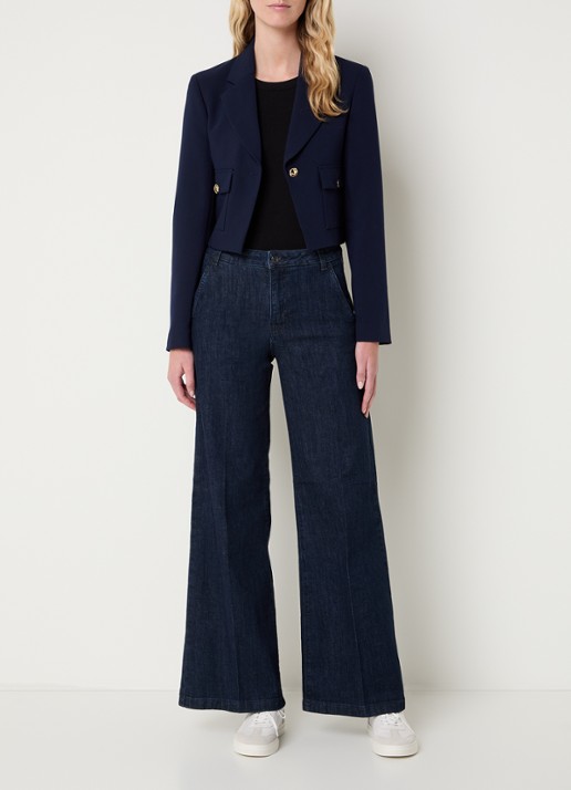Benetton Cropped blazer met klepzakken - voorkant 3 donkerblauw