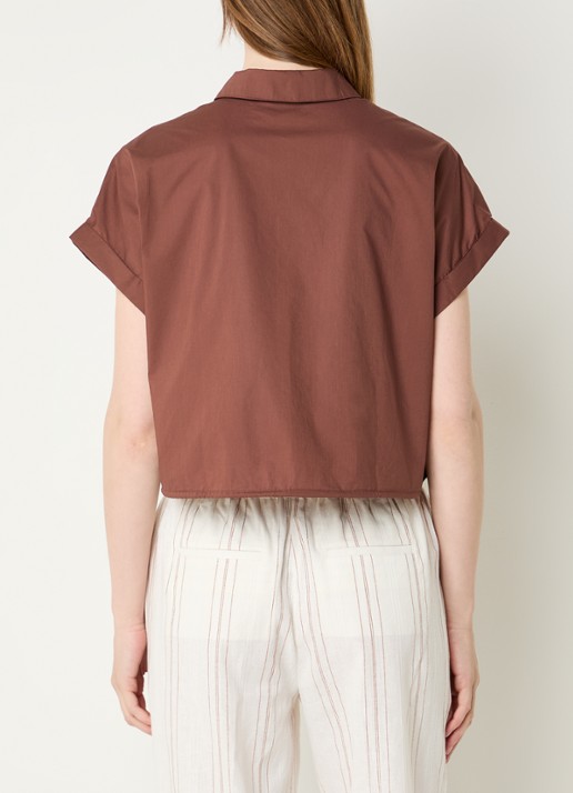 Benetton Cropped blouse met strikdetail - achterkant 4 bruin