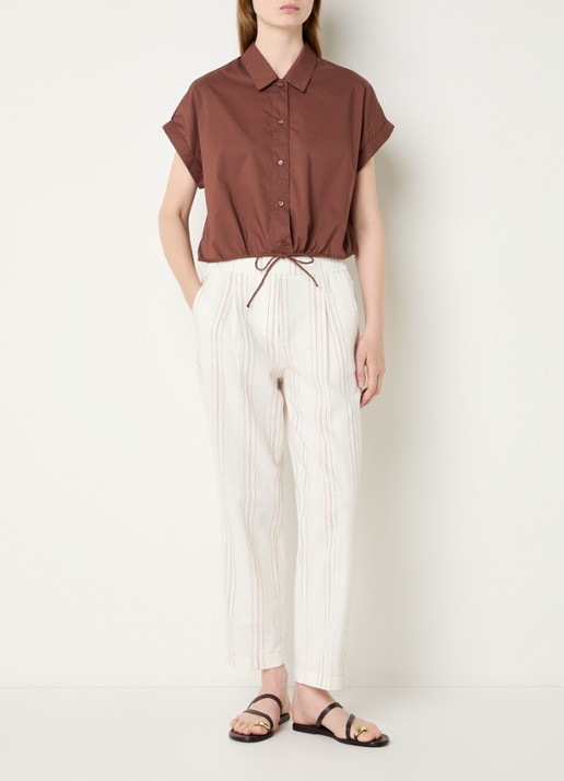Benetton Cropped blouse met strikdetail - voorkant 3 bruin
