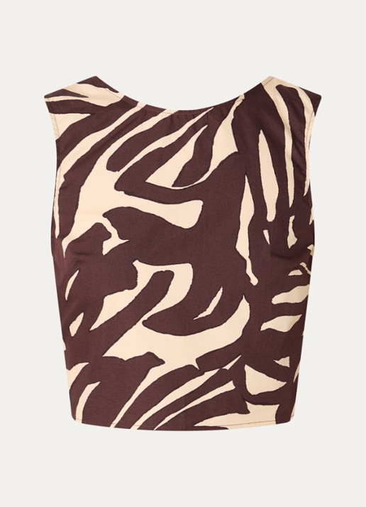 Benetton Cropped mouwloze top met print en gestrikt detail - voorkant 3 bruin